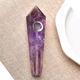 1pc Natural Stone Smoking Pipe for Tobacco Portable Hand-Polished Quartz Crystal Cigarette Holder Healing Energy Meditation Gift C0310