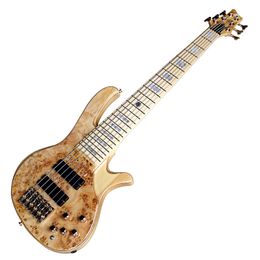 Maple Fingerboard 6 Strings Original Body Electric Bass Guitar with Dendrite Veneer,Golden Hardware,Can be Customised