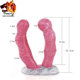 NXY Anal Toys Adult Female Small Double Headed Dragon False Penis Liquid Silica Gel Multipurpose Expansion Pleasure Masturbation Device 0314