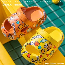 Cute Cartoon Summer Girls Boys Sandals Slippers For Kids Printed Soft Sole EVA Lightness Indoor Home Children Baby Slides Shoes 210713