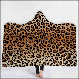 Textiles Home & Garden Leopard Grain Blankets Zebra Printed Hooded Cloaks Baby Blanket Warm Wrap Towel Outdoor Travel Cloak For Adt Dbc Drop