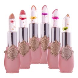 Flower Lip Moisturizer Long-lasting Jelly Flowers Lipstick Makeup Changed Colorful Lips Blam Pink Transparent Barra De Labios Jelly Flowers De Larga Duracion