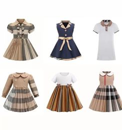 Crianças novo estilo de manga longa vestido da menina xadrez casual wear arco algodão crianças roupas roupas infantis outono moda 2-6 anos mini saia vestidos