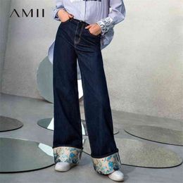 Wash Denim Jeans Autumn Women Embroidery Loose Zipper Female Wide Leg Pants 11887071 210527