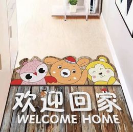 Happy New Year Welcome Home Rabbit Carpet Rugs Bedside Decorative Floor Area Rug For family Bedroom 3D Printing Household Door Mat Printed Thick Mats Chair Mat