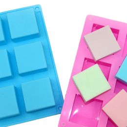 6 Grids Square Cake Baking Moulds DIY Ice Cream Cheese Chocolate Silicone Mould Reusable Cold Soap Mould Kitchen Bar Bake Tool BH5378 WLY