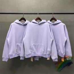 Light Purple Hoodie Men Women Oversize Cotton Plus Velvet Pullovers Solid Sweatshirt