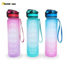 DHL 1000ml Outdoor Water Bottle with Straw Sports Hiking Camping Drink BPA Colorful Portable Plastic Water Bottles F0222