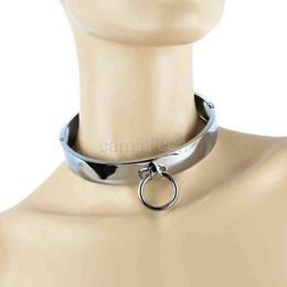 Nxy Adult Toys Camatech Dia 14cm Metal Locking Neck Collar Restraint Stainless Steel Premium Bondage Choking Rings Slave Lockable Nacklace 1207