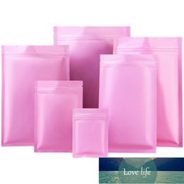 Resealable 100pcs Flat Matte Pink Aluminium Foil Zip Lock Bag Heat Sealing Food Snack Kitchen Spice Travel Logo Printing Pouches Factory price expert design Quality