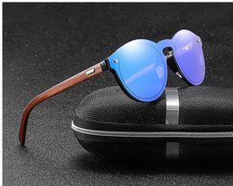 Vintage Wood Sunglasses Women Men Bamboo Blue Mirror Sun Glasses UV400 Sport Eyewear Dropshipping 1582