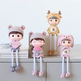 2PCS Nordic Doll For Living Room Decor Kids Room Decor Resin Doll Bunny Figurine Craft For Kids Children Room Decor Kids Gfits 210811