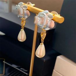 animal crossing earrings UK - Designer Earring 2021 Hot flower tassels pearl Earring with gift box high quality fashion luxury free shipping Mld022303