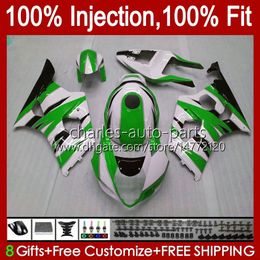 Injection Mold Kit For KAWASAKI NINJA ZX-636 ZX600 ZX 6R 6 R 600 CC 03-04 Body 8No.180 ZX 636 600CC ZX6R 03 04 ZX600C ZX636 ZX-6R 2003 2004 Fairing OEM Bodywork glossy green