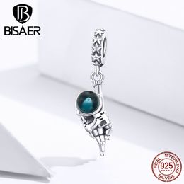 Astronaut Pendant BISAER Real 925 Sterling Silver aviation Astronaut Dream Beads Charms for original silver 925 Jewelry EFC202 Q0531