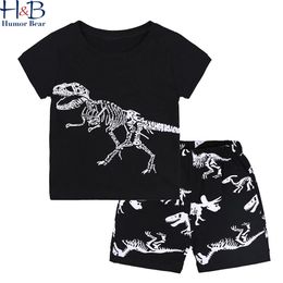 Summer Boys Clothes Set Short Sleeve Children Pyjamas Cartoon Printing Casual Home Sport Suit Cute Kids 210611