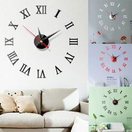 Wall Clocks Luxury 3D DIY Clock Roman Numeral Mirror Sticker Home Living Room Art Décor