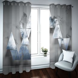 Customise Blackout 3D Curtain Geometric marble Photo Printing Curtains For Living Room Bedroom Home Decor 2021