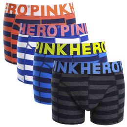 men pink panties UK - New Pink Heroes High-Quality Men Boxer Shorts Cotton Underwear Comfortable Male Panties Fashion Striped Man Underpants H1214