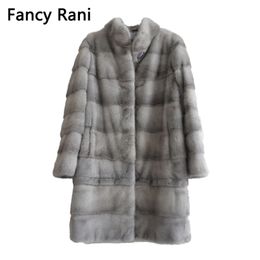 Real Natural Mink Fur Coat Women Winter Long Jacket Detachable Sleeve Adjustable Clothes Length Customised 210910