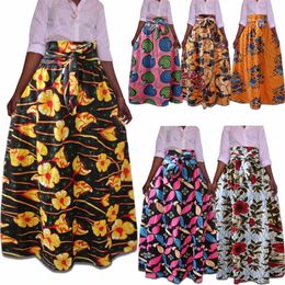 Neophil Vintage African Print Pleated Muslim Womens Long Maxi Skirts Plus Size Floor Length High Waist Jupe Longue Femme MS1720 210311