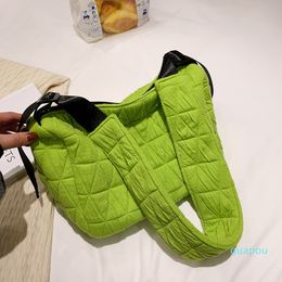 Casual Lingge Canvas Large Tote Bag Designer Fluorescent Green Women Shoulder s Quilted Crossbody Big Shopper Purses