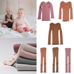 Kids Summer T Shirt 30% Silk Basic Design Beautiful Colour Children Cotton Long Sleeve Tops and Pants Brand 210619