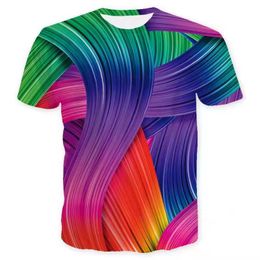 -Rainbow Art Мужская 3D Печатная Футболка Визуально Возрастная Сторона Верхняя уличная Одежда Панк Готик Круглая Шере Высокое Качество Американский Стиль мышц короткий Q1