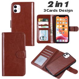 Detachable Magnetic 2 in 1 Wallet Flip Leather Cases Photo Frame Card Slot TPU Magnet Detachable Removable Cover For iPhone 13 12 Mini 11 Pro Max XR XS X 8 7 Plus SE2