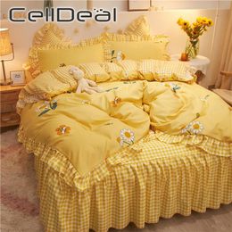 Bedding Sets Little Flower Duvet Cover Cute Korean Style Soft Bedspreads Quilts Double Bed Sheet Quilt Pillowcase Oceania Fashion