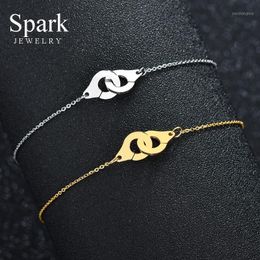 friendship lock bracelet UK - Creative Gold Color Handcuffs Bracelets For Women Fashion Stainless Steel Couples Lock Bangles Friendship Link, Chain