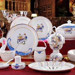 58 pieces of Chinese bone china tableware set bowl and plate Jingdezhen 60 head ceramic ware Hotel sethigh quatity