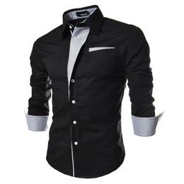 brand long sleeve shirts social male 5 Colours slim fit striped plus size 3xl mens dress 210721