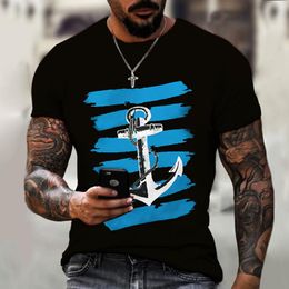moda urbana de verão Desconto Homens camisetas Verão de manga curta 3D T-shirt urbano moda abstrata pintado à mão ancoragem ancoragem hip-hop 2021