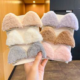 Candy Color Peluche Clip per capelli Ragazze carino dolce coniglio orecchio furry barrettes nuovo stile coreano moda forcine accessori per capelli