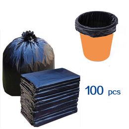 (596x05) Borse di spazzatura in plastica della cucina Borse della spazzatura monouso non perdite nere 43x45cm 100pcs