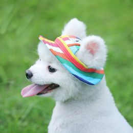 Trendy Stripe Pet Mesh Caps Cat Dog Sun Cap Breathable Top Hats Princess Hat