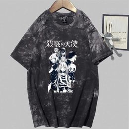 Unisex Anime Angels of Death Anime Fashion Short Sleeve Round Neck Tie Dye T-shirt Y0809