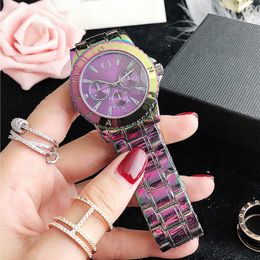 Popular Casual Top Brand women Girl crystal style Colourful steel metal band quartz wrist watch P83