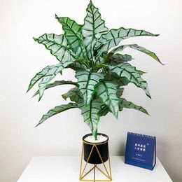 76cm/55cm Large Artificial Monstera Tropical Plants Fake Palm Tree Plastic Maranta Leaves Big Plant for Home Office Decoration 210624