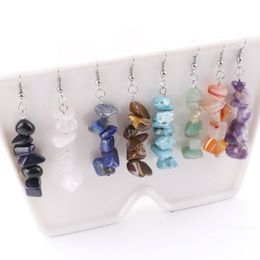 Irregular Natural Stone Crystal Silver Plated Handmade Earrings Dangle Party Club Decor Fashion Jewellery For Women Girl