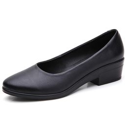 Dress Shoes 2021 Heels For Women Shallow Office Work Loafers Round Toe Soft Comfortable Casual Convenient Slip On Walking