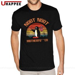 Vintage grafik noot pingu gömlek erkekler kendi kısa kollu kırmızı o-boyun tees gömlek 210706