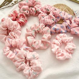 Pink Color Hairbands Dot Striped Girls Hair Tie Ropes Elastic Scrunchies Headband Ponytail Holder Women Hair Accessories 9 Designs