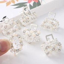 Fashion Mini Women Hair Claws Elegant Pearl Rhinestone Lady Bow Crown Hair Clips Girls Sweet Princess Hairpins Hair Accessories