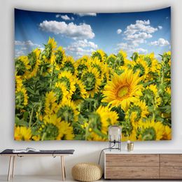 Tapestries Wall Hanging Tapestry Travel Camping Mat Sunflower Printing Pattern Yoga Pad Sleeping Carpet Beach Blanket