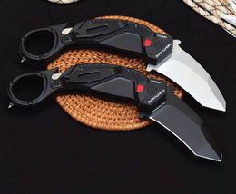 New Listing Flipper Folding Claw Knife N690 Black Titanium Coated / White Stone Wash Blade Aluminum Handle Karambit Knives