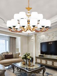 Chandeliers European Luxury Chandelier Lighting Zinc Alloy Compound Building Big Hanging Lamp Jade Living Room Lobby Villa El Luminaires