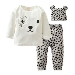 Autumn Style Baby Boys Girls Clothes Long sleeves Infant 3pcs Suit Cartoon Animal Printing Newborn Toddler Clothing Set 210309