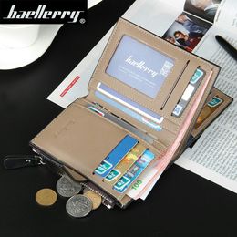 Male Purse Customised Wallets Name Engraving Card Holders Zipper Fashion Short PU Leather High Quality